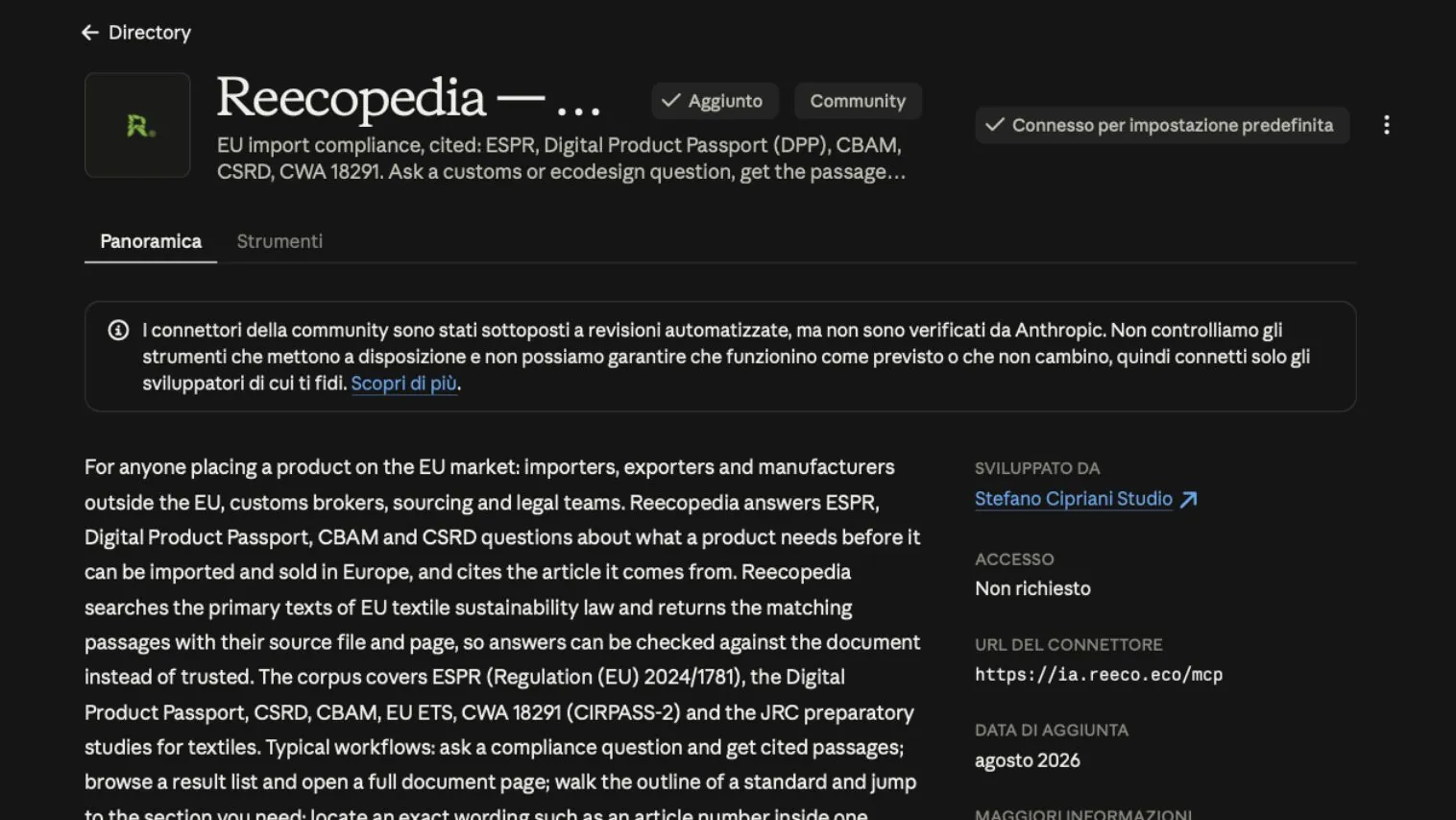 Nuestra herramienta Reecopedia también aparece ahora en el directorio de Anthropic